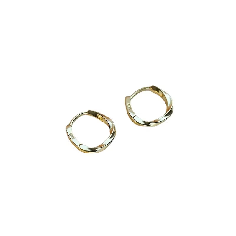 Authentic Minimalist 925 Sterling Silver Twist Hoop Earring for Women Wedding Stud Earrings Fashion Jewelry Gift