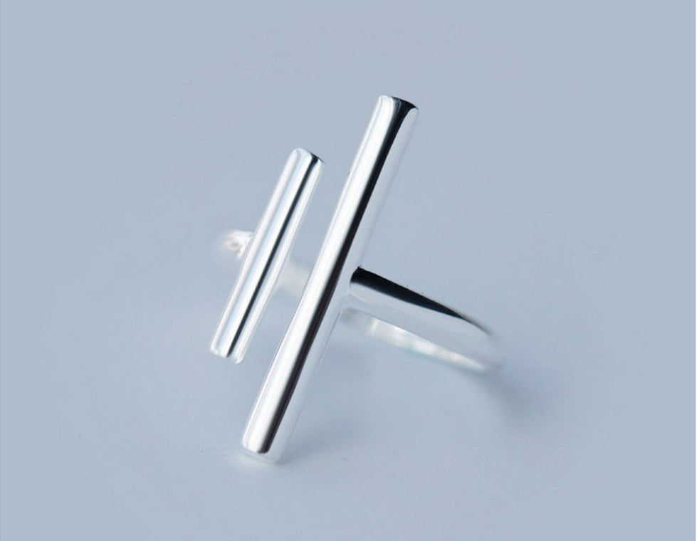S925 Silver Ring Female Personality Line