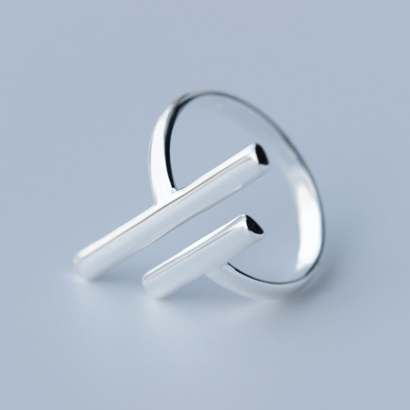 S925 Silver Ring Female Personality Line