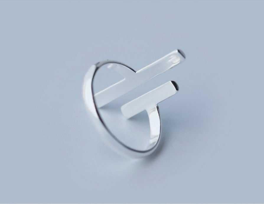 S925 Silver Ring Female Personality Line