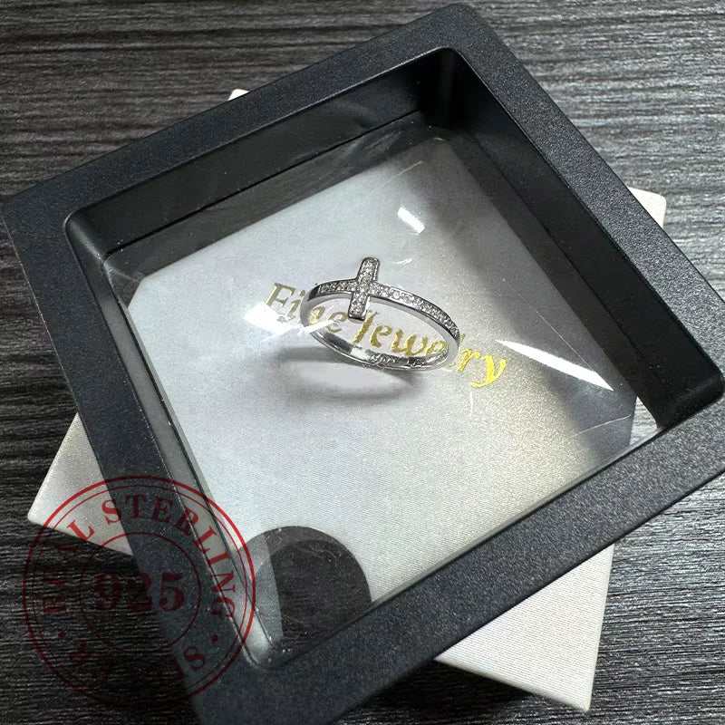 925 Sterling Silver Cross CZ Rings Faith Hope Love Letter Finger Accessories for Women Meaningful Cheer up Pray Jewelry