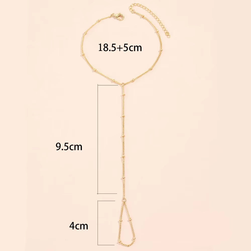 Dainty Hand Chain Bracelet Ring Gold Plated Handmade Link Chains Connecting Harness Bracelets Hand Jewelry for Women Trendy Gift