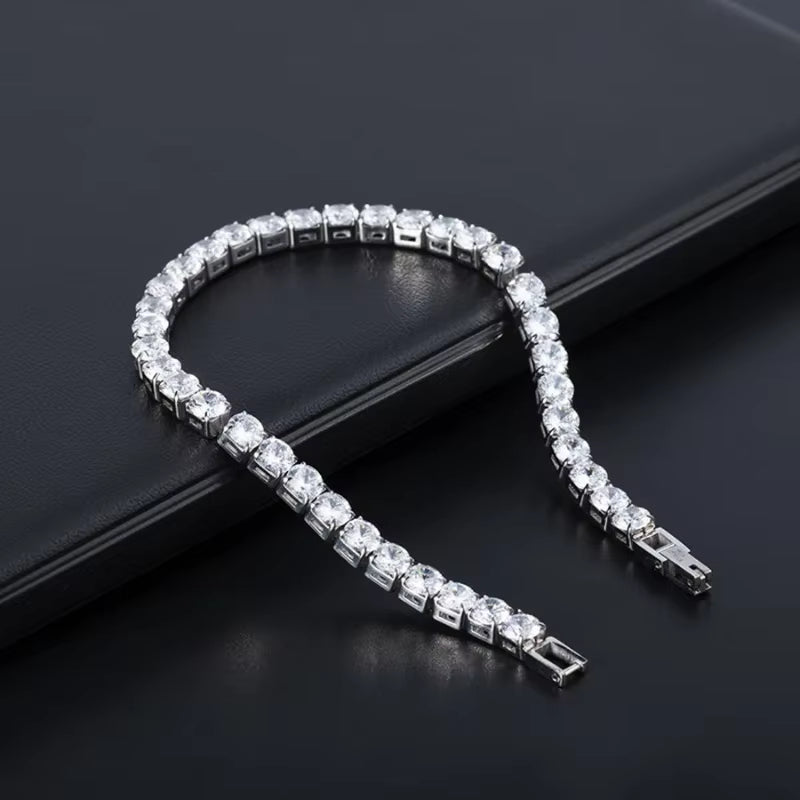 Luxury Hiphop Iced Out 4Mm Cubic Zirconia Crystal Tennis Bracelets for Women Men Gold Color Silver Color Bracelet Chain Jewelry