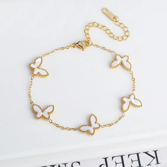 Hot Sale Luxury Stainless Steel Insect Butterfly Bracelet Simple for Woman Casual Holiday Party Jewelry Accessories Clover
