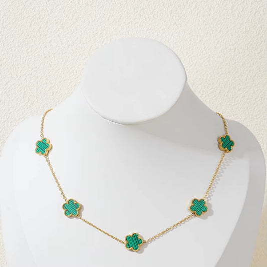 Stainless Steel Bracelet Double Sided Five Leaf Petals Flower Gold Plated Clover Women Fashion Jewelry