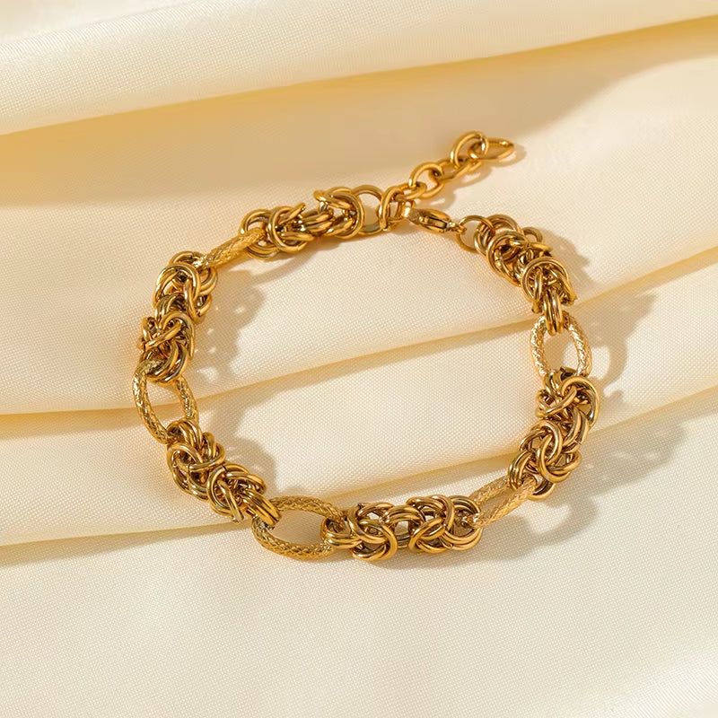 316L Stainless Steel Twisted Bracelet Bangles for Women Trendy 18K Gold Plated Wrist Chain Waterproof Jewelry Gift Party