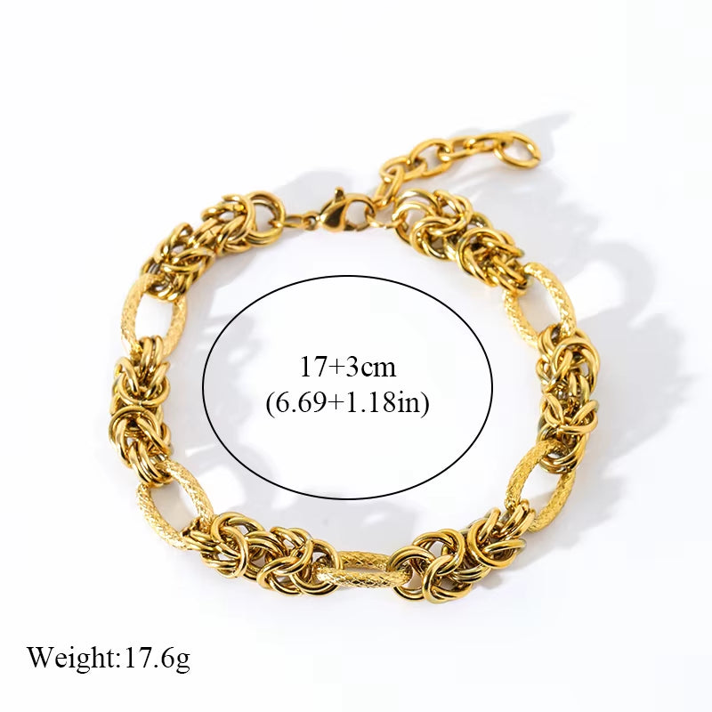 316L Stainless Steel Twisted Bracelet Bangles for Women Trendy 18K Gold Plated Wrist Chain Waterproof Jewelry Gift Party