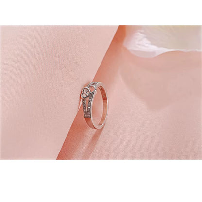 925 Sterling Silver Color Ring Simple Sweet Romantic Style Lover Gifts Cross Love Shape for Women Engagement Ceremony Jewelry
