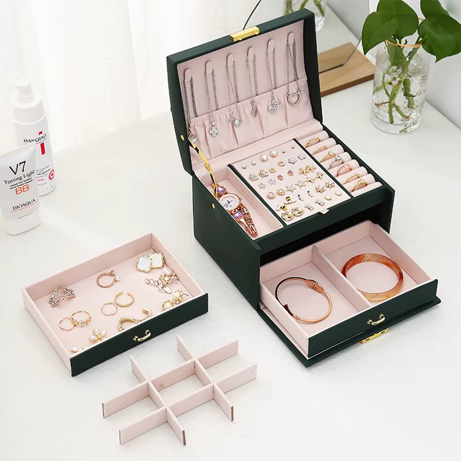1PC, Lock Arch Three-Layer Jewelry Box, Suitable for All Kinds of Jewelry Storage
