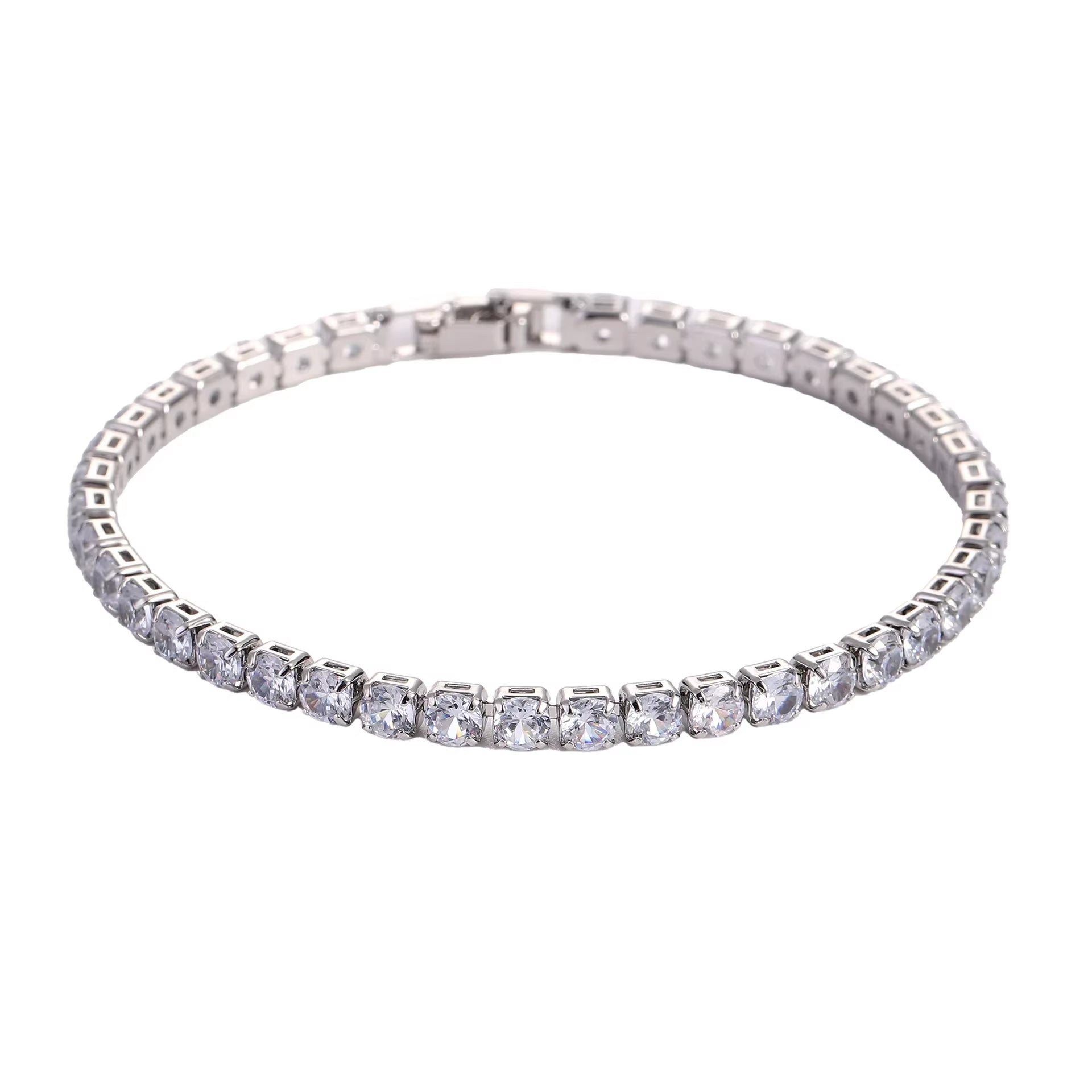 Luxury Hiphop Iced Out 4Mm Cubic Zirconia Crystal Tennis Bracelets for Women Men Gold Color Silver Color Bracelet Chain Jewelry