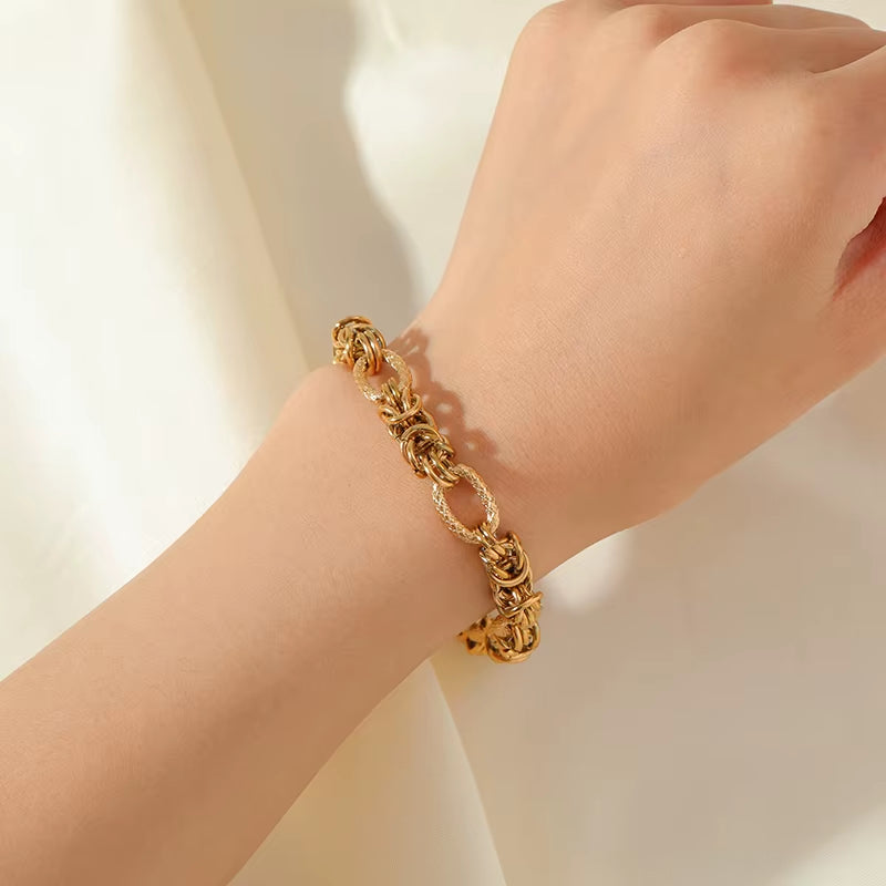 316L Stainless Steel Twisted Bracelet Bangles for Women Trendy 18K Gold Plated Wrist Chain Waterproof Jewelry Gift Party