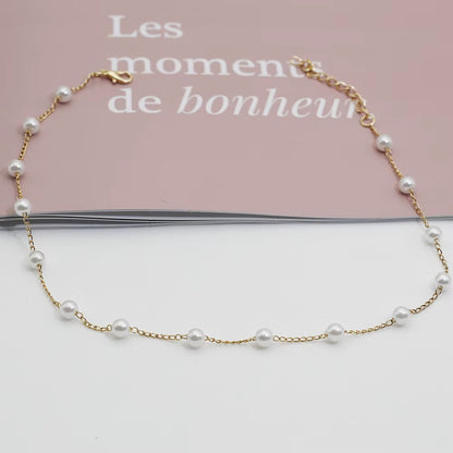 Beads Women'S Neck Chain Kpop Pearl Lace Gold Color Goth Choker Jewelry on the Pendant 2024 Collar for Girl