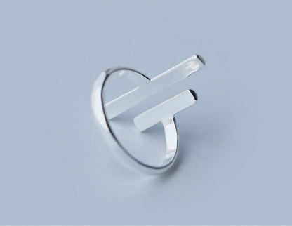 S925 Silver Ring Female Personality Line