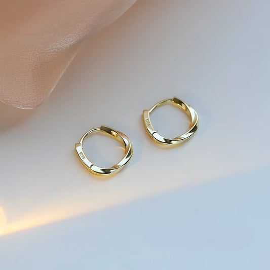 Authentic Minimalist 925 Sterling Silver Twist Hoop Earring for Women Wedding Stud Earrings Fashion Jewelry Gift