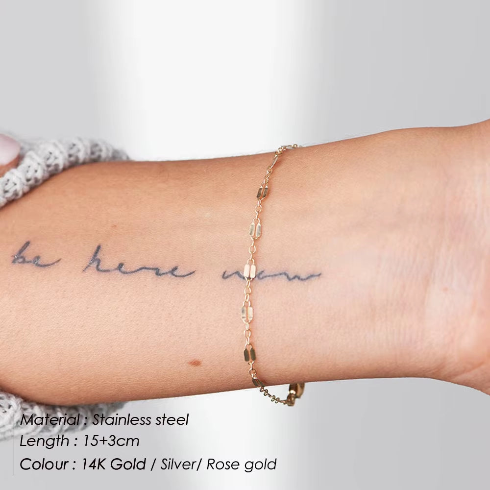 Stainless Steel Bracelet for Woman Simple Shiny Chain Bracelet with Adjustable Charm Minimalist Wedding Party Jewelry Wholesale