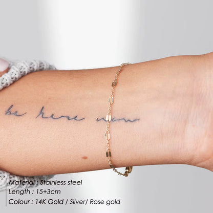 Stainless Steel Bracelet for Woman Simple Shiny Chain Bracelet with Adjustable Charm Minimalist Wedding Party Jewelry Wholesale