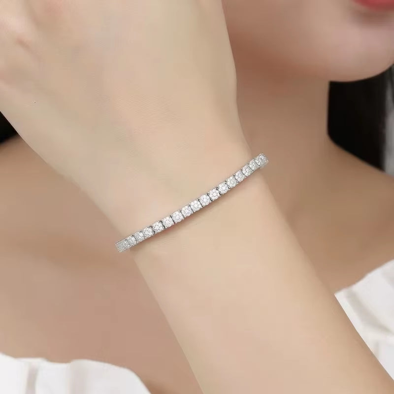 Luxury Hiphop Iced Out 4Mm Cubic Zirconia Crystal Tennis Bracelets for Women Men Gold Color Silver Color Bracelet Chain Jewelry