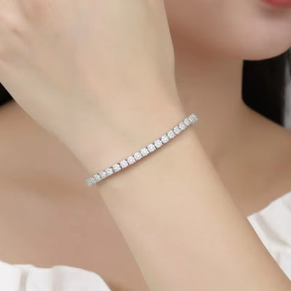 Luxury Hiphop Iced Out 4Mm Cubic Zirconia Crystal Tennis Bracelets for Women Men Gold Color Silver Color Bracelet Chain Jewelry