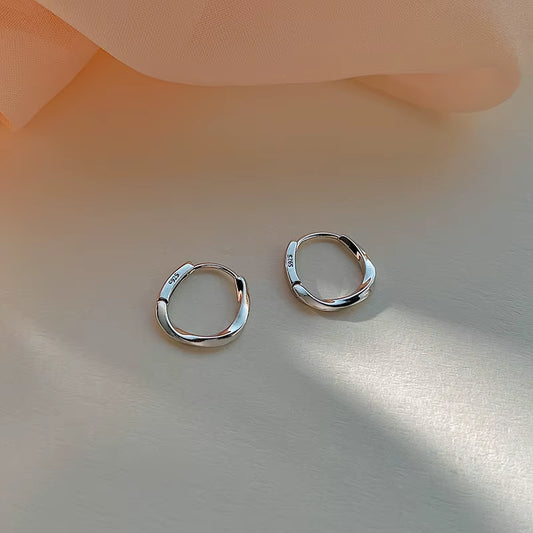Authentic Minimalist 925 Sterling Silver Twist Hoop Earring for Women Wedding Stud Earrings Fashion Jewelry Gift
