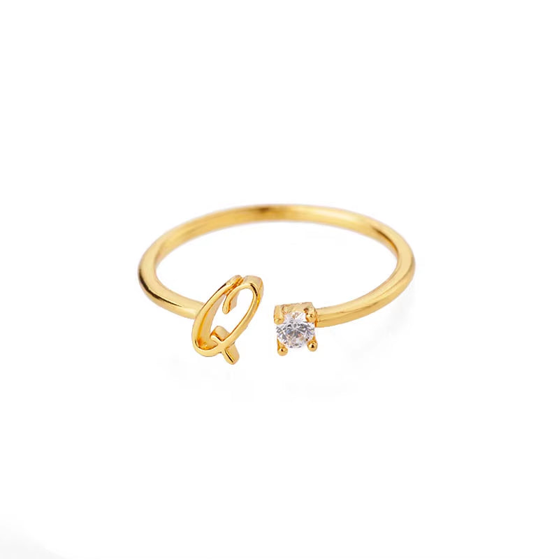 A-Z Initial Rings for Women Open Adjustable Stainless Steel Wedding Ring 2024 Trend Gold Color Couple Jewelry Accessories Gift