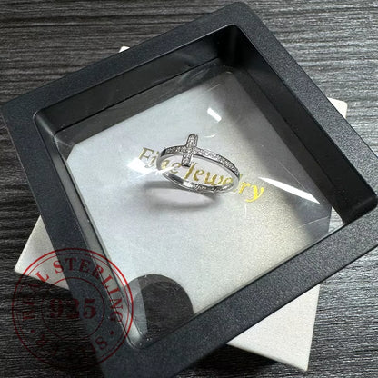 925 Sterling Silver Cross CZ Rings Faith Hope Love Letter Finger Accessories for Women Meaningful Cheer up Pray Jewelry