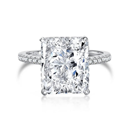 Real 925 Sterling Silver Crushed Ice Radiant Cut 8CT White Sapphire Synthetic Moissanite Ring for Women Gift Drop Shipping