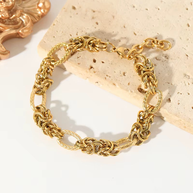 316L Stainless Steel Twisted Bracelet Bangles for Women Trendy 18K Gold Plated Wrist Chain Waterproof Jewelry Gift Party