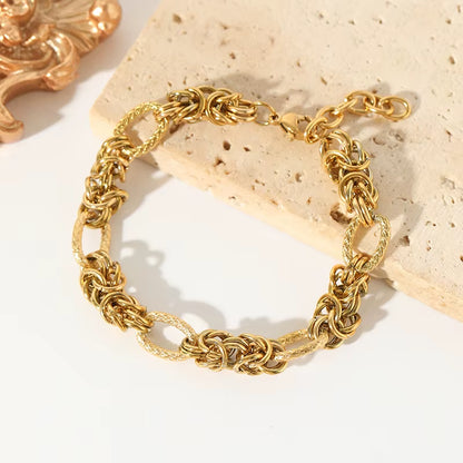 316L Stainless Steel Twisted Bracelet Bangles for Women Trendy 18K Gold Plated Wrist Chain Waterproof Jewelry Gift Party