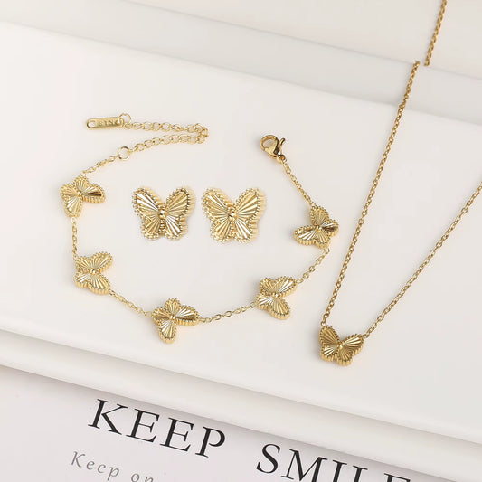 Hot Sale Luxury Stainless Steel Insect Butterfly Bracelet Simple for Woman Casual Holiday Party Jewelry Accessories Clover