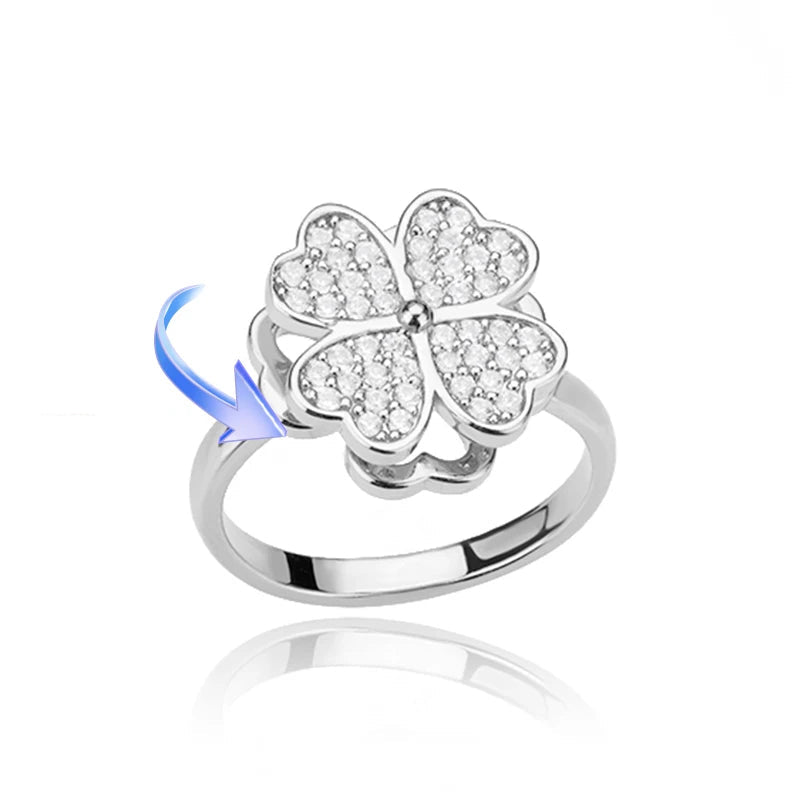 Four Clover Rotating Anxiety Rings for Women Gold Color Adjustable Stainless Steel Wedding Ring Aesthetic Jewelry Gift Anillos