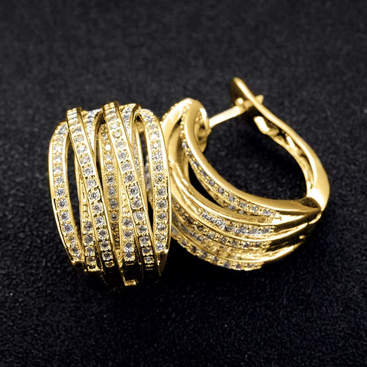 Fashion Silver Color Cross Hoop Earrings for Women Full Crystal Cubic Zirconia Statement Female Earrings Trends Jewelry