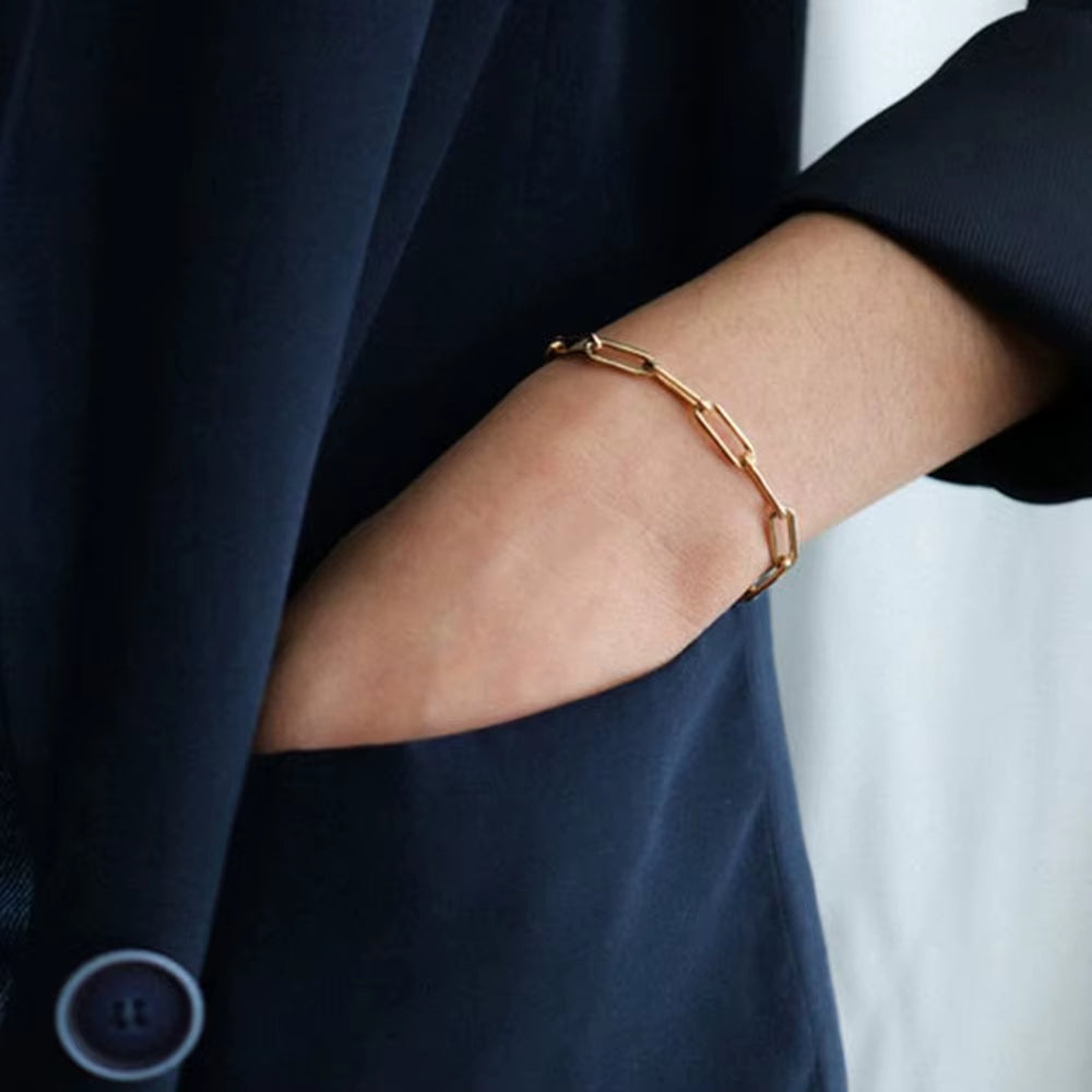 Simple Stainless Steel Bracelets for Woman Gold Color Link Chain Ladies Bracelet Classic Jewelry Wholesale/Dropshipping