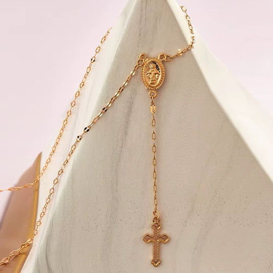 2024 New Fashion Vintage Christian Cross Bohemia Religious Rosary Pendant Necklace for Women Charm Jewelry Gifts