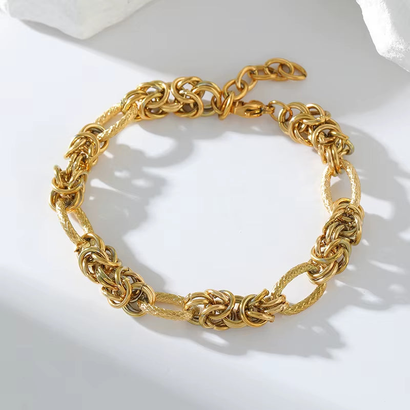 316L Stainless Steel Twisted Bracelet Bangles for Women Trendy 18K Gold Plated Wrist Chain Waterproof Jewelry Gift Party