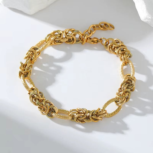 316L Stainless Steel Twisted Bracelet Bangles for Women Trendy 18K Gold Plated Wrist Chain Waterproof Jewelry Gift Party