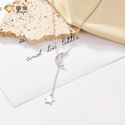 Star Moon Stretchable Adjustment S925 Silver Necklace