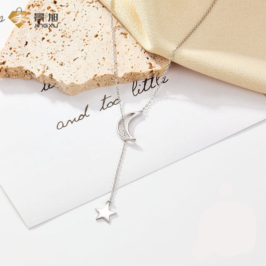 Star Moon Stretchable Adjustment S925 Silver Necklace