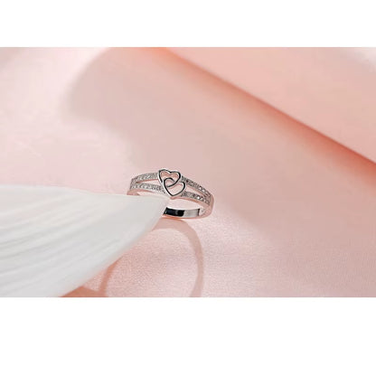 925 Sterling Silver Color Ring Simple Sweet Romantic Style Lover Gifts Cross Love Shape for Women Engagement Ceremony Jewelry
