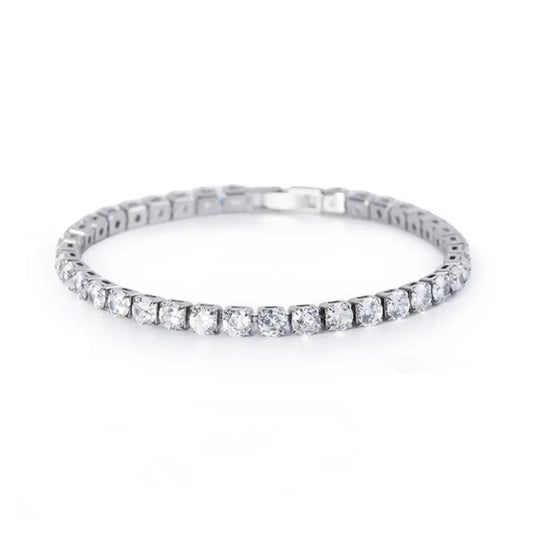Luxury Hiphop Iced Out 4Mm Cubic Zirconia Crystal Tennis Bracelets for Women Men Gold Color Silver Color Bracelet Chain Jewelry