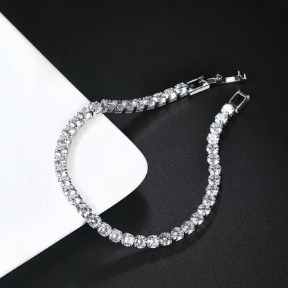 Luxury Hiphop Iced Out 4Mm Cubic Zirconia Crystal Tennis Bracelets for Women Men Gold Color Silver Color Bracelet Chain Jewelry