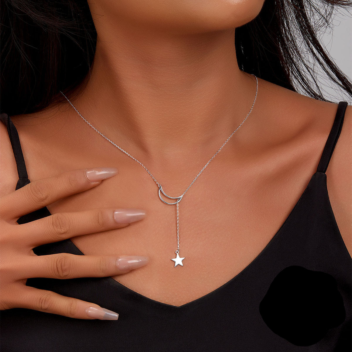 Star Moon Stretchable Adjustment S925 Silver Necklace