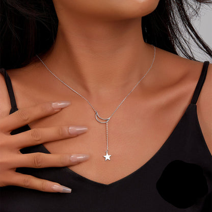 Star Moon Stretchable Adjustment S925 Silver Necklace