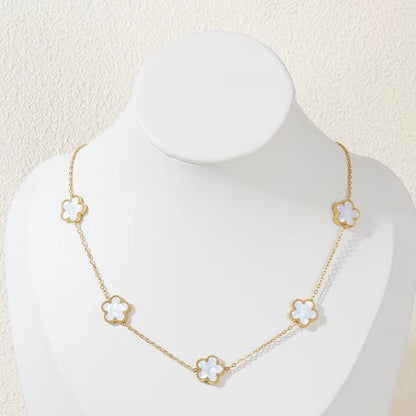 Stainless Steel Bracelet Double Sided Five Leaf Petals Flower Gold Plated Clover Women Fashion Jewelry